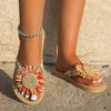 Women's Fashion Trend Linen Multi-color Sunflower Anti-slip Wear Soft Sole Flat Flip-flops