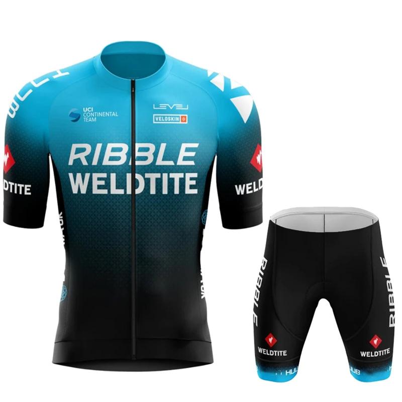 2026 Ribble Weldtite Cycling Jersey Set Short Sleeve Men Anti-UV Bike Summer Cycling Clothing Maillot Ciclismo Hombre Bicycle Suit