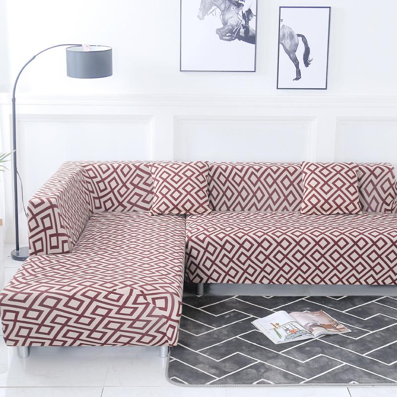 Чехлы для угловых диванов с геометрическим рисунком для гостиной, эластичные чехлы из спандекса, чехол для дивана, эластичное полотенце для дивана, L-образная форма, нужно купить, 2 шт.