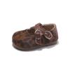 Cute leopard print flats for kids2026Autumn new fashion V Velcro closure, solid color, girls' small leather shoes