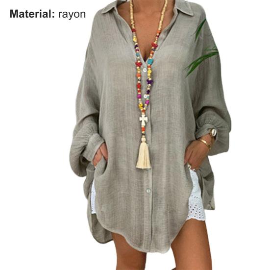 Женская рубашка, однобортная однобортная весенняя блузка с отложным воротником и длинным рукавом