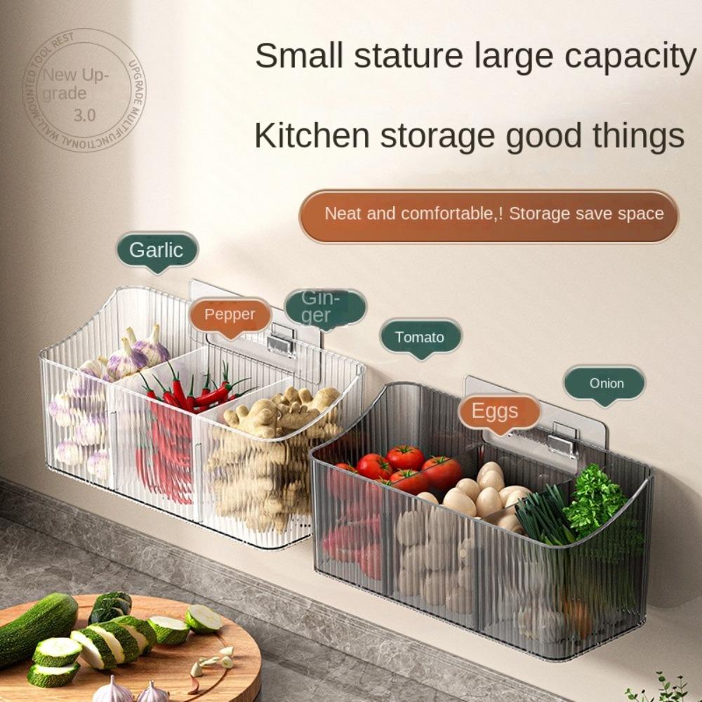 Transparent Kitchen Storage Basket No Punching Spices Container  Kitchen Supplies