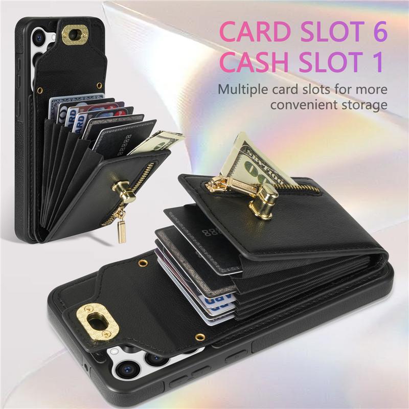 Кожаный чехол-кошелек на молнии для телефона Samsung Galaxy S23 Ultra S22 Plus S21 S20 FE A54 A14 A53 A13 A52 Note 20 для iPhone 14 Pro Max откидная крышка со шнурком