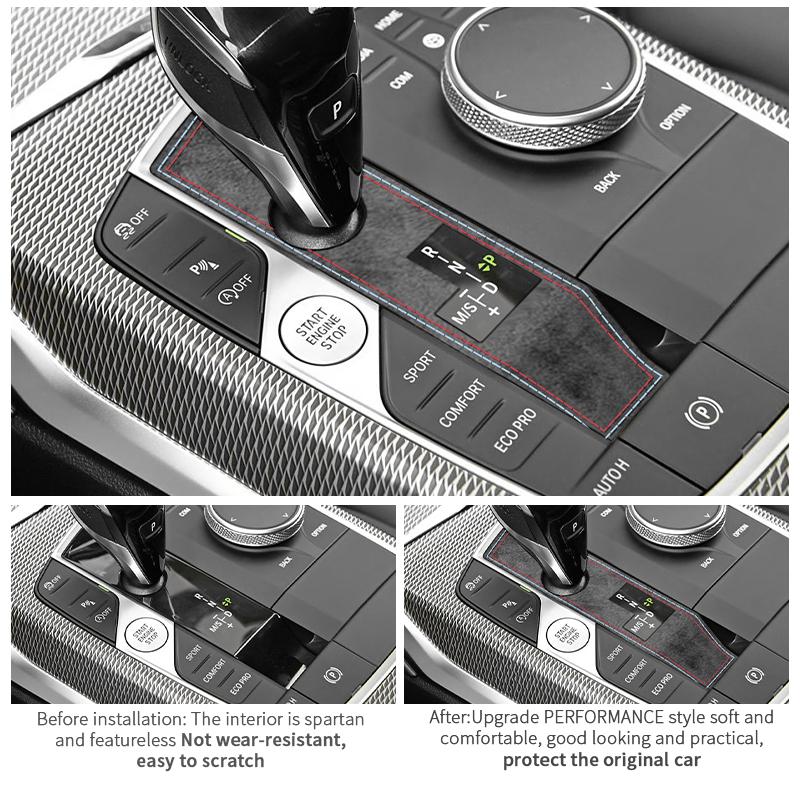 Made of Alcanrata For BMW G20 G22 G07 F44 i4 G29 X3 G01 X5 G05 G06 Gear Shifter Panel Frame Sticker Car Interior Trim Accesso