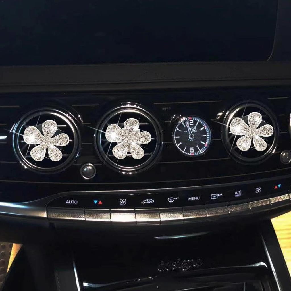 Rhinestone Car Vent Clip - Car Air Conditioning Vent Clip, Rhinestone Flower, Elegant Fashion