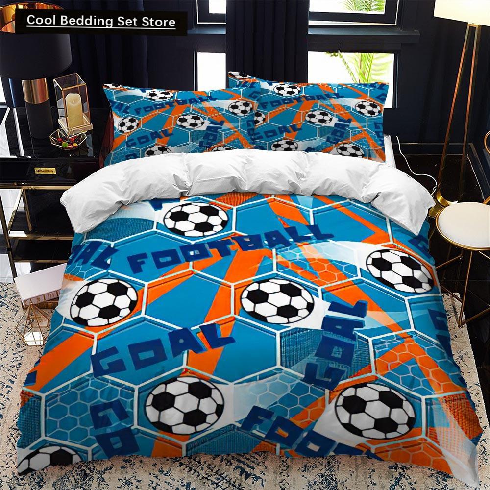 Футбольный Постельный Комплект С Принтом Наволочка Пододеяльник Футбольные Пододеяльники Домашний Текстиль Размер Квин Кинг Спортивная Тематика Пододеяльник