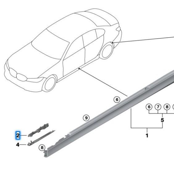 Кронштейн порога BMW 3 серии G20 (Номера деталей: 51777499833, 51777499834)