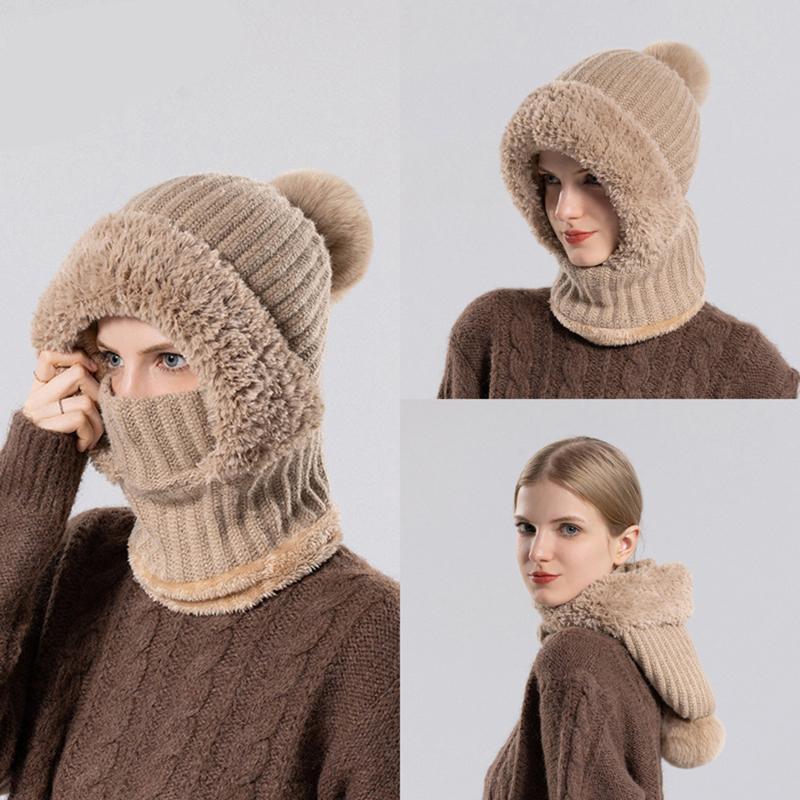 Autumn Winter Hats For Women Men Windproof Protection Ear Scarf Knit Cap Thick Warm Knitted Hat