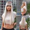 Synthetic Long Straight Brown Blonde Wig with Bangs Cosplay Party Halloween Wigs for Women Heat Resistant Fiber
