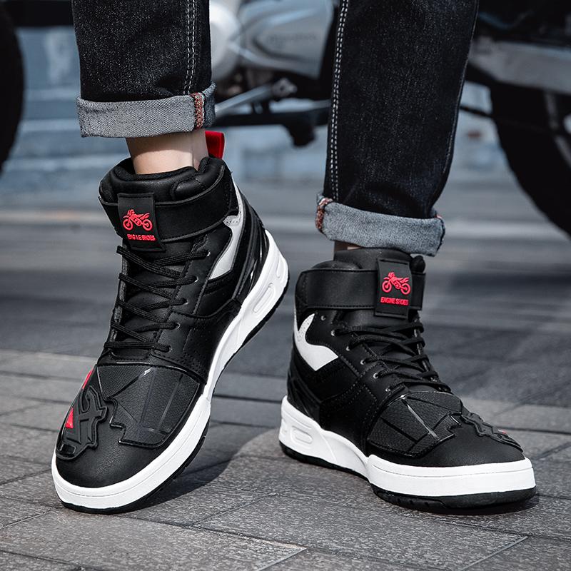 37-46 унисекс мотоциклетные ботинки, большие маленькие кожаные противоскользящие мотоциклетные ботинки, предотвращающие столкновения, мужская спортивная обувь