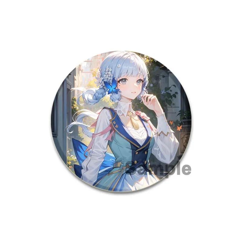 Значок Genshin Impact 32/44/58 мм, милые броши для косплея Камидзато Аяка, креативные изысканные эмалевые булавки для одежды, рюкзака, ювелирных изделий, аксессуаров