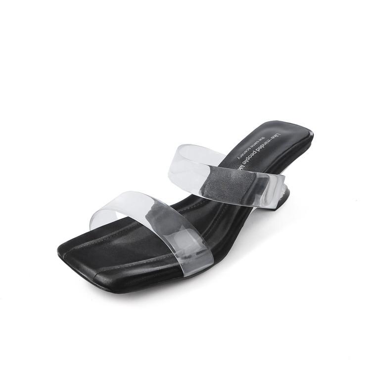 Niche transparent slippers women's summer outer wear 2025 new wedge heel sandals personalized special-shaped heel with high-heeled slippers