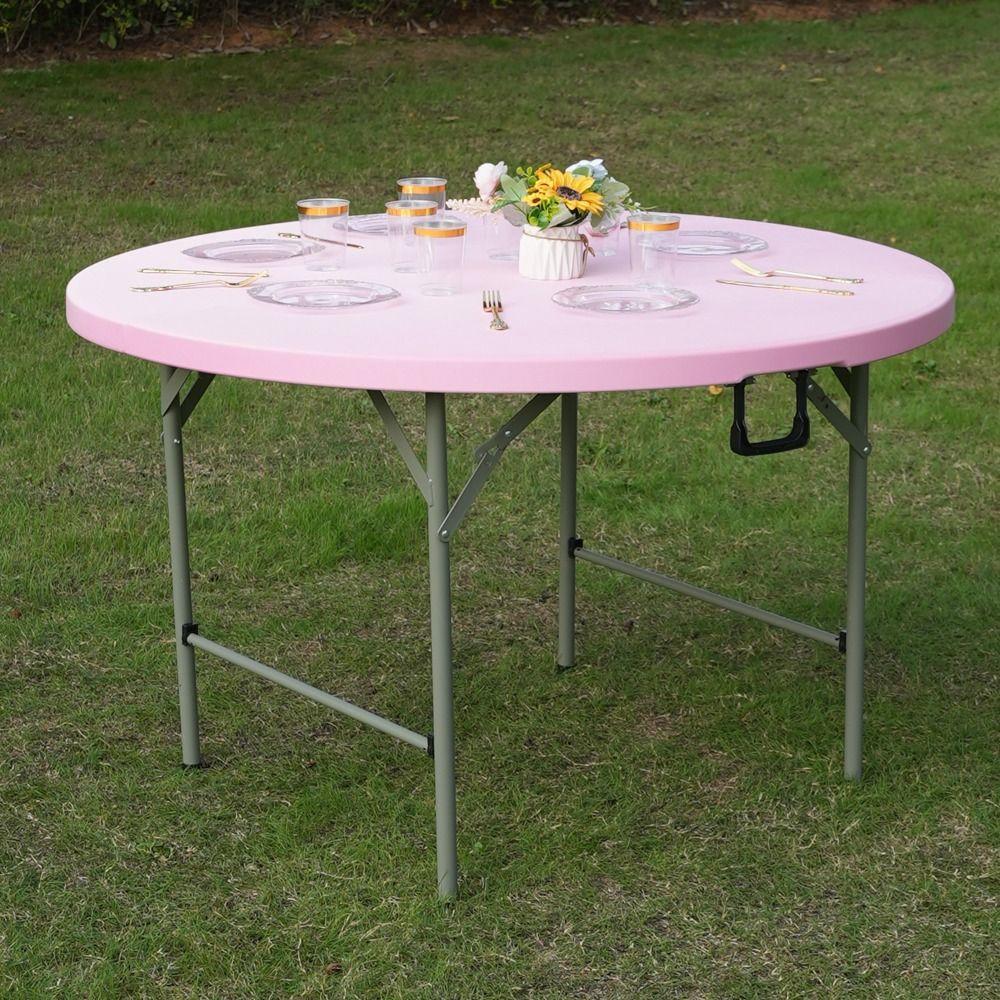 Diameter 48/60in Stain-Resistant Tablecloth Elastic Picnic Table Cloth Round Table Cover Camping