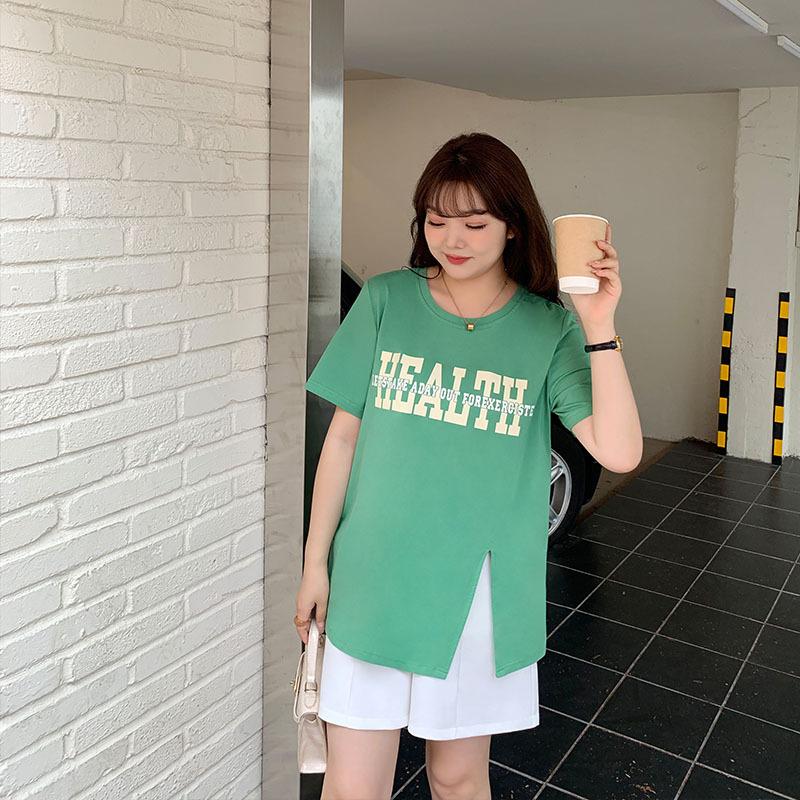 Плюс Размер Женская Летняя Новая Свободная Тонкая Модная Футболка С Короткими Рукавами