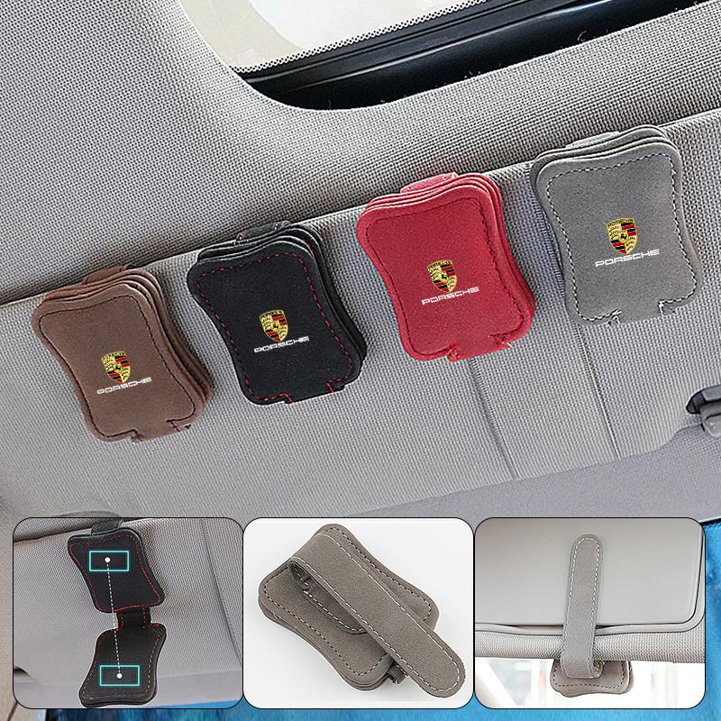 Car Sun Visor Glasses Clips Sunglasses Storage Holder For Porsche Cayenne Panamera Macan 911 718 Taycan Boxster Cayman 918 Pajun