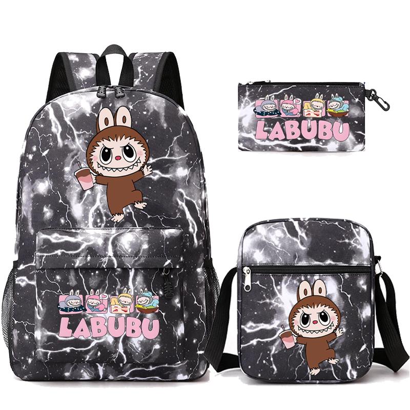 3Pcs/set Cartoon Printed Backpack Teenager Student Boy Girl Schoolbag Larger Capacity Bagpack Travel Bag Kid Gift Mochila