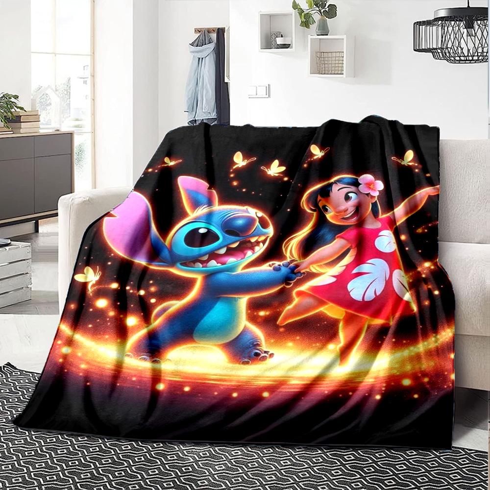 Lilo Stitch Adventure Flannel Blanket Super Soft Warm Cozy Blanket For Sofa Bed Office Travel Allseason Home Decor Gift