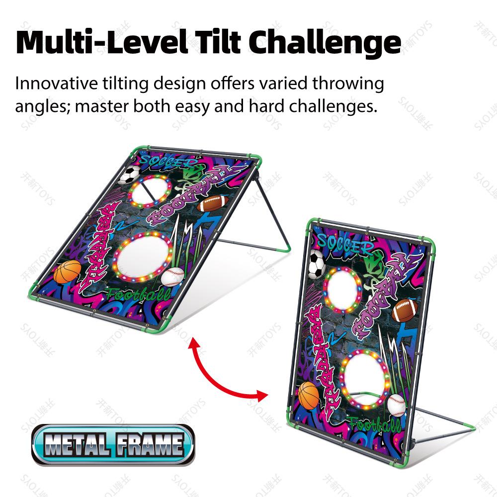 Light Up Football & Rugby Throwing Target with Steel Frame - Kids Outdoor Sensory Training Sports Toy