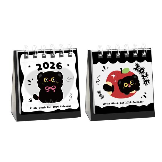 Мини настольный календарь на 2026 год Каваи Дельфин Медведь Кот Изображения Офисный декор со спиральным переплетом