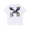 9237 Off-White 2025 Autumn New Eagle Letter Arrow Pattern Printed Short Sleeved T-shirt for Men and Women