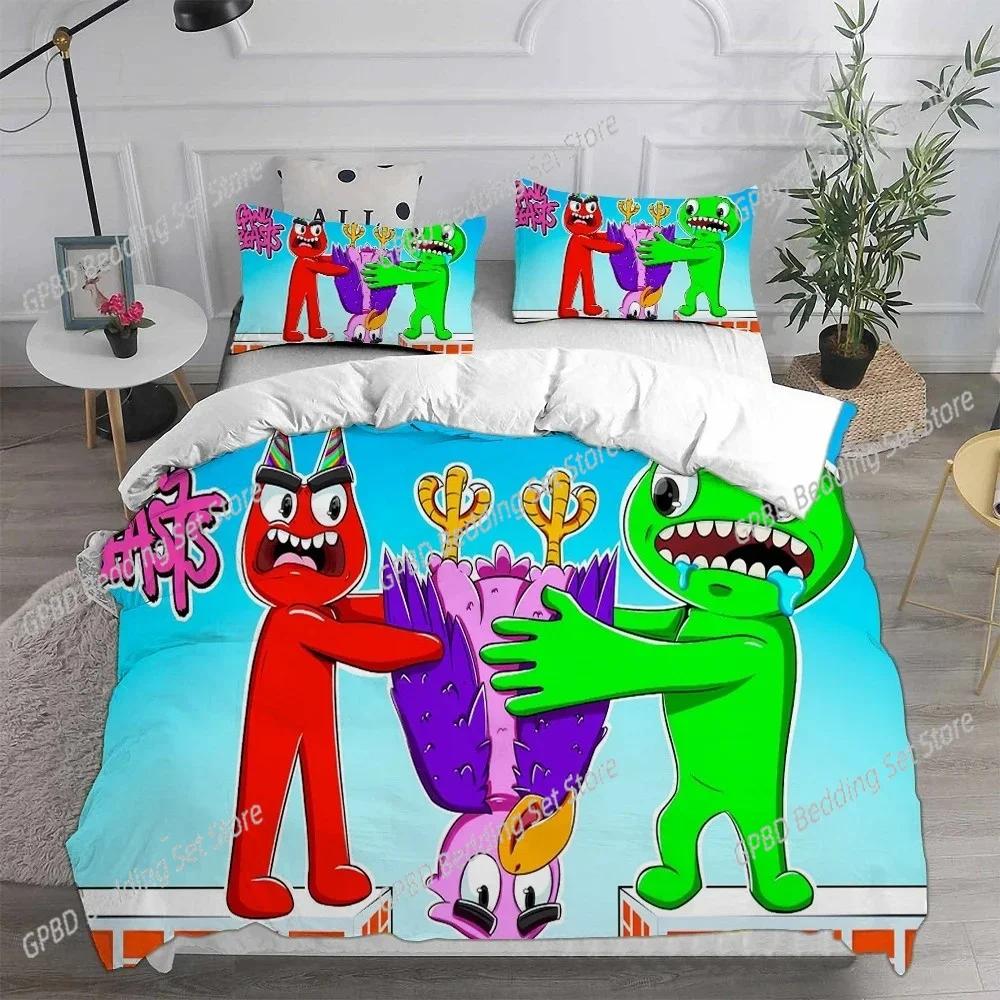 Игровой Garten of Banban 3D НОВЫЙ Комплект постельного белья Пододеяльник Наволочка Постельное белье Взрослый Мальчик Девочка Спальня Декор Дети Односпальный Двуспальный Большой
