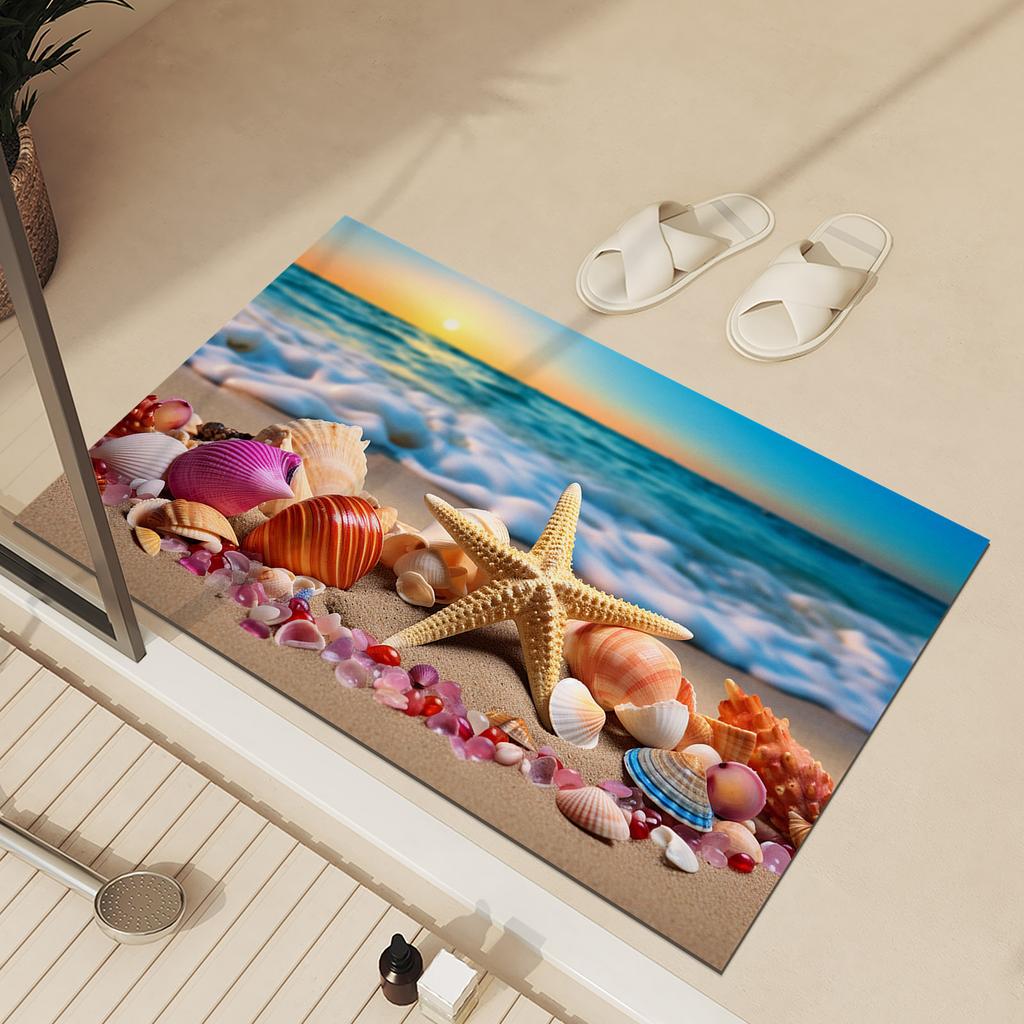Коврик для ванной Ocean Bathroom Absorbing Foot Mats Нескользящий Quick Dry Bathroom Carpet Коврики для душа Коврики для унитаза Коврик для двери Моющийся