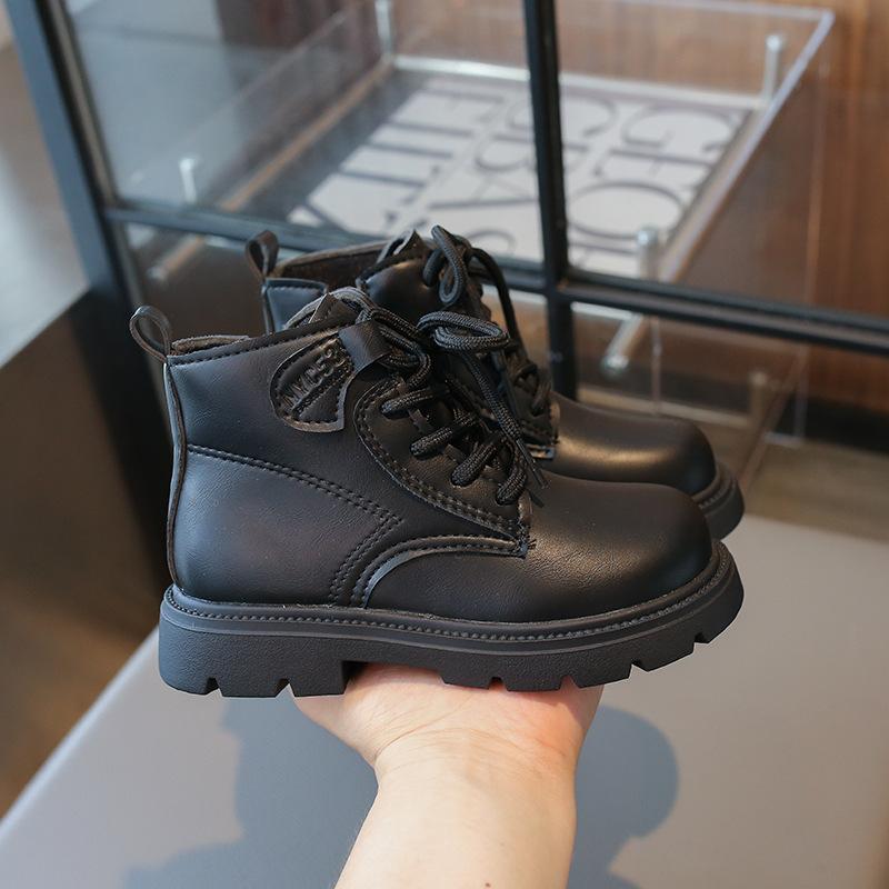 Осенняя мода ретро детские ботинки мальчики и девочки короткие ботинки нескользящие кожаные ботинки одинарные ботинки