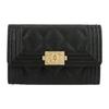 Женский кошелек-портмоне Leboy Winter из 21-каратной золотой пряжки с ромбовидным узором и застежкой-кнопкой, из текстурированной кожи личи, черного цвета.