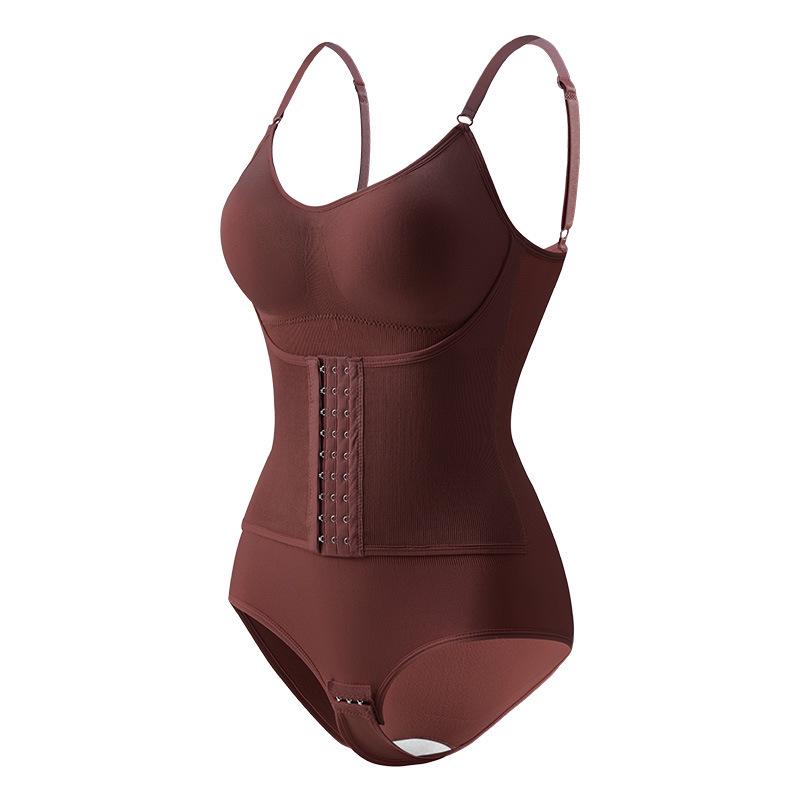 Боди с бретелями для коррекции фигуры с подкладками для груди - Поддержка груди, Контроль живота, Подтяжка бедер, Двубортное, Треугольная ластовица с открытым промежностью.