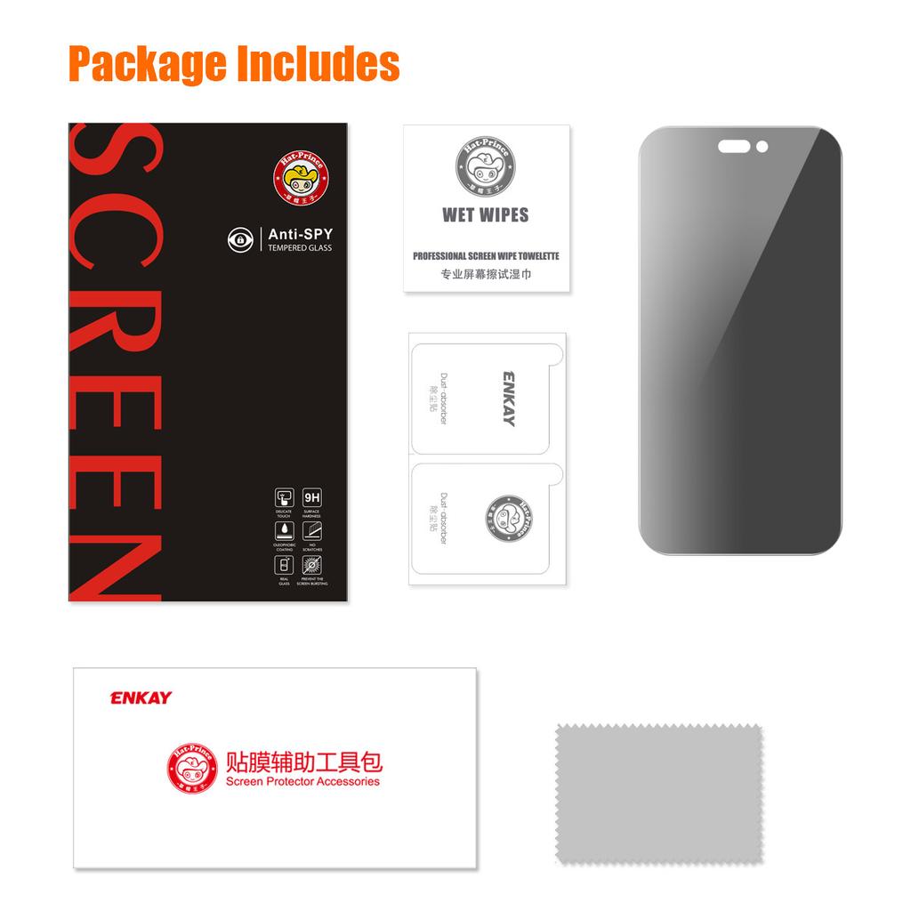 ENKAY HAT PRINCE For iPhone 16 Pro Max Tempered Glass Film Anti-Spy Privacy Protection Screen Protector