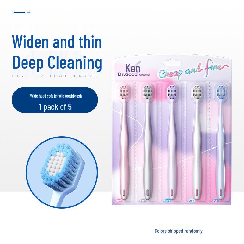 Кент Семейная Упаковка: 5 детских зубных щеток с мягкой щетиной и широкими головками для взрослых - Подходят как для мужчин, так и для женщин и пар