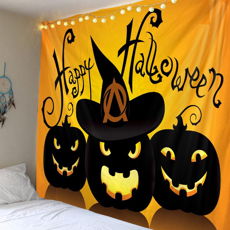 Happy Halloween Tapestry Wall Hanging Home Decor Horror Pumpkin Blanket Witch Aesthetics Living Room Tapestry Decoration