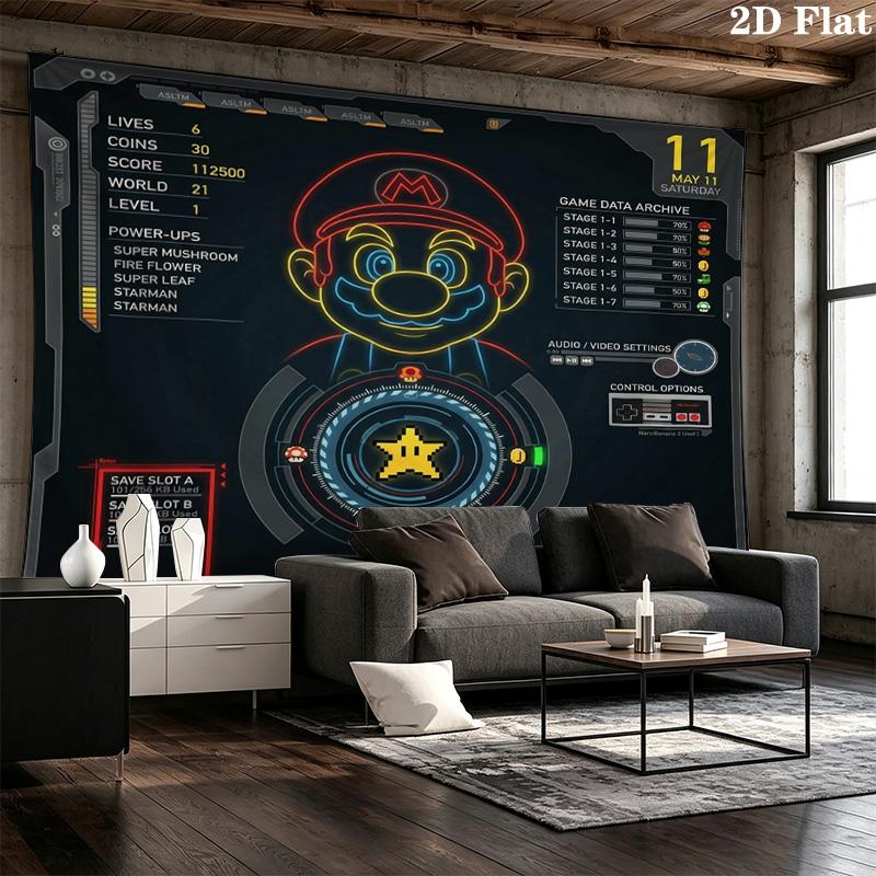 Super Mario Wall Tapestry Aesthetic Wall Hanging Printed Fabric Blanket Decorative Tapestries For Bedroom Living Room Home Decor