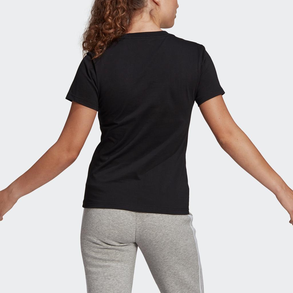 Adidas Sporty Grid Logo Print Short Sleeve T-Shirt Women Tops Black GL0722