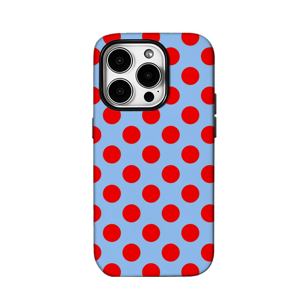 Синий Чехол для Телефона с Красной Точкой Для IPhone 16 15 14 13 12 11 X XS XR XSMAX 7 8 Pro Max Plus Двухслойная Задняя Крышка