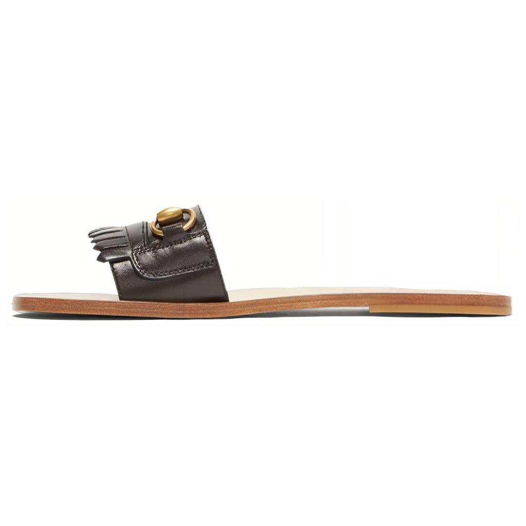 Gucci Женские шлепанцы с пряжкой-лошадиным уздечком Черные 517017 C9D00 1000