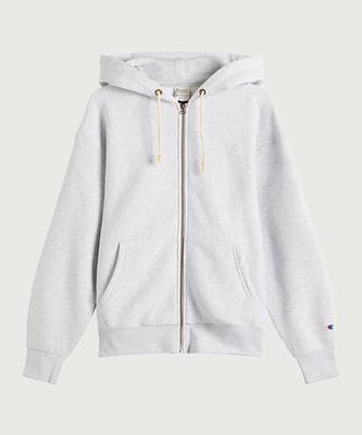 Champion Reverse Weave Loose Fit Fleece Zip-Up Hoodie Light Grey