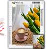 5D Diy Diamond Painting Tulips And Coffee Cross Stitch Full Diamond Embroidery Mosaic