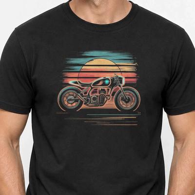 Vintage Motorrad T Shirt Retro Sunset Biker Cafe Racer Sonnenuntergang Vintage Streetwear Unisex Graphic Comfortable