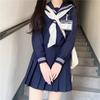 Sailor Navy High School 3 Piece JK Long Open Top and Bottom Pleated Authentic Navy Three School School Graduation Navy [GSYCL] Uniform, Blue, Girl,
