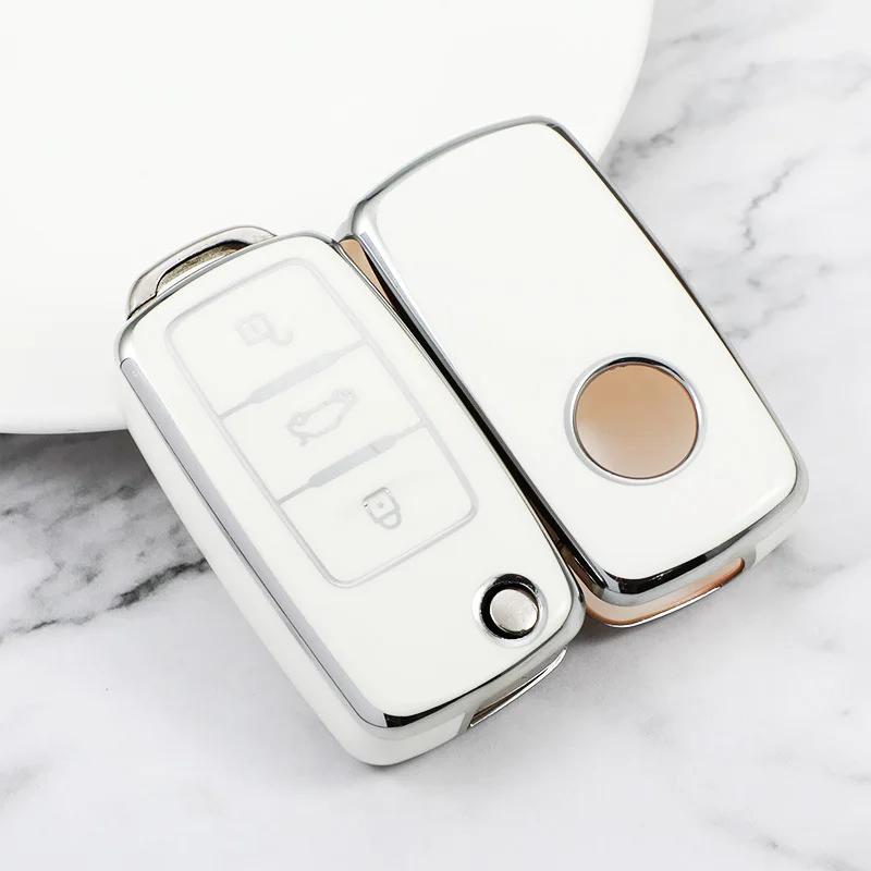 ТПУ Чехол для ключа автомобиля для VW Polo Jetta Tiguan Passat Golf Beetle Scirocco Skoda Octavia Fabia Seat Ibiza Leon Автоаксессуары