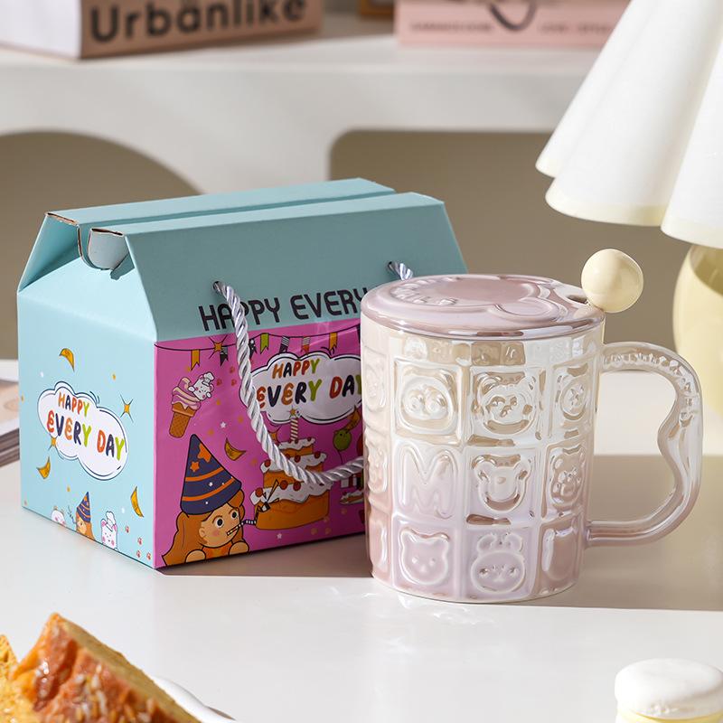 Ветряная керамическая чашка с крышкой Высокая ценность Дом Офис Пара Чашка для воды Подарочная коробка Подарок Высокий смысл