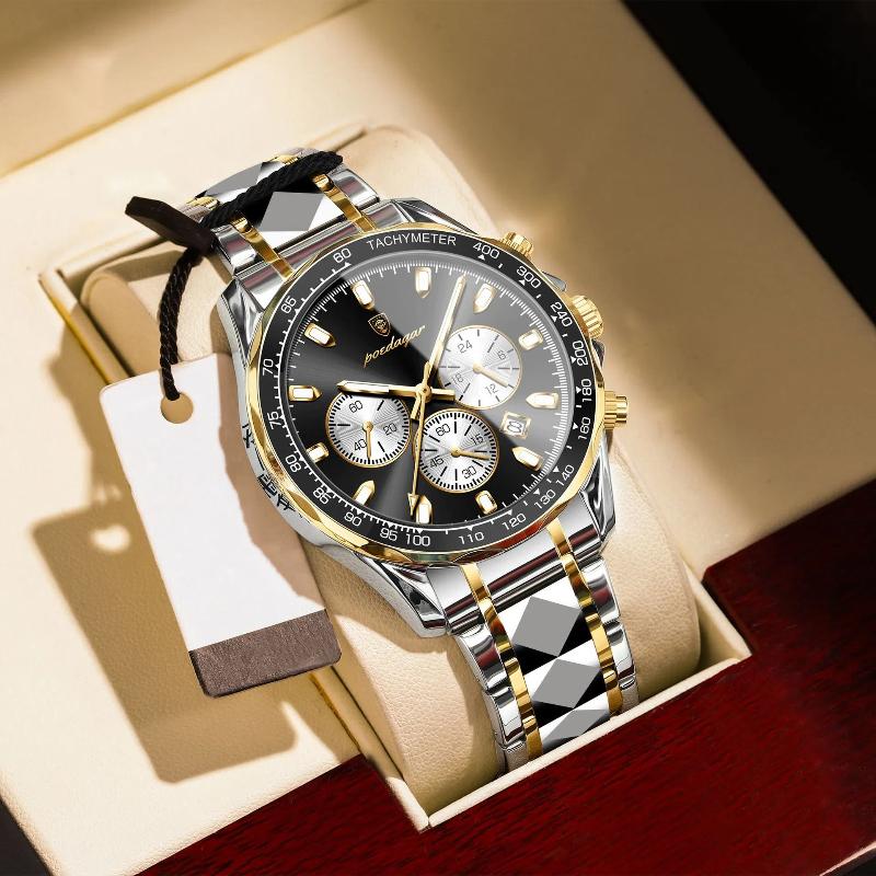 POEDAGAR Роскошные мужские наручные часы Водонепроницаемые светящиеся часы-хронограф для мужчин из нержавеющей стали Мужские кварцевые часы Мужские подарки Reloj Hombre