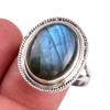 Natural Labradorite Gemstone 925 Solid Sterling Silver Jewelry Ring S.9.5 J3u08