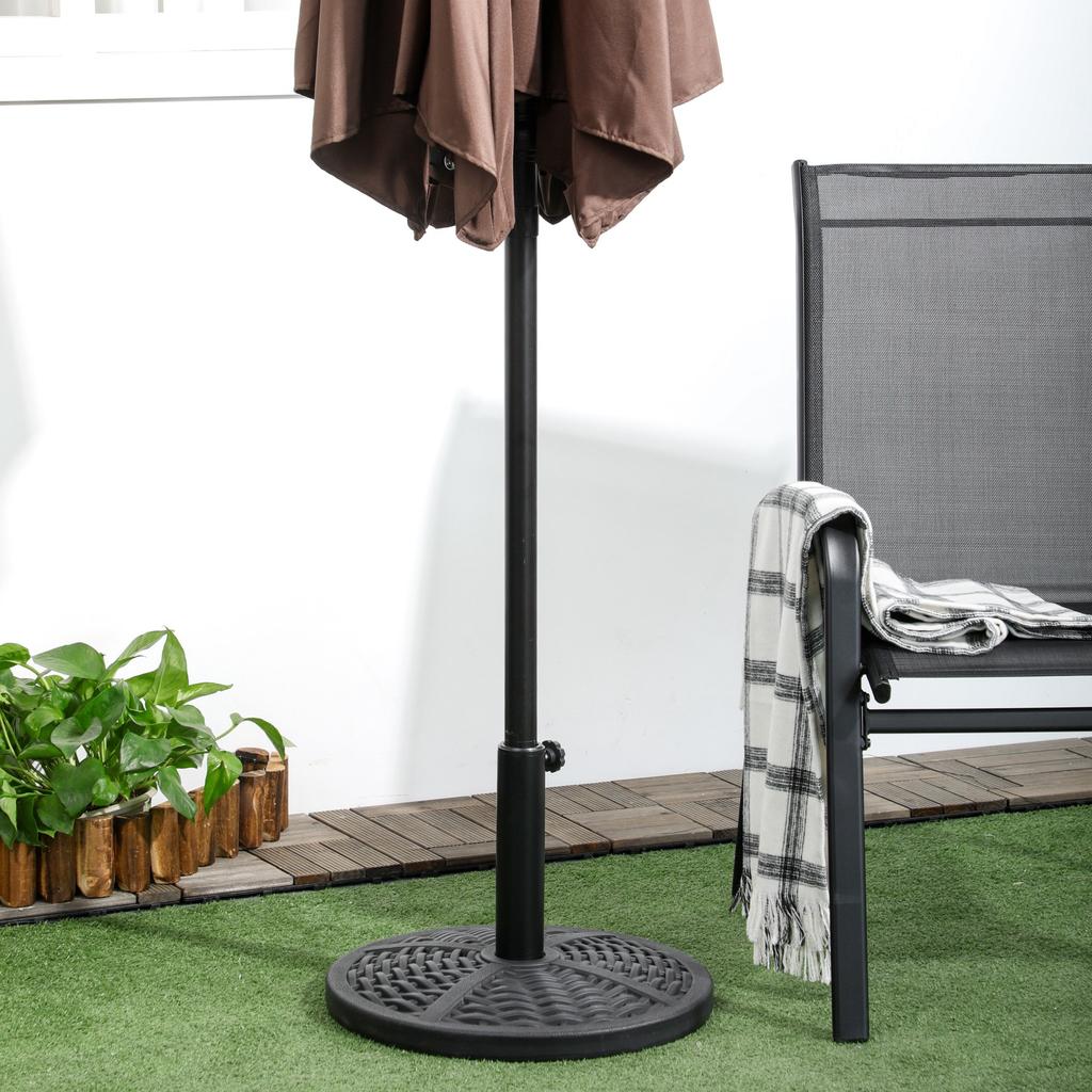 Concrete parasol base, parasol stand with steel tube, round parasol holder, for balcony, terrace, garden, black
