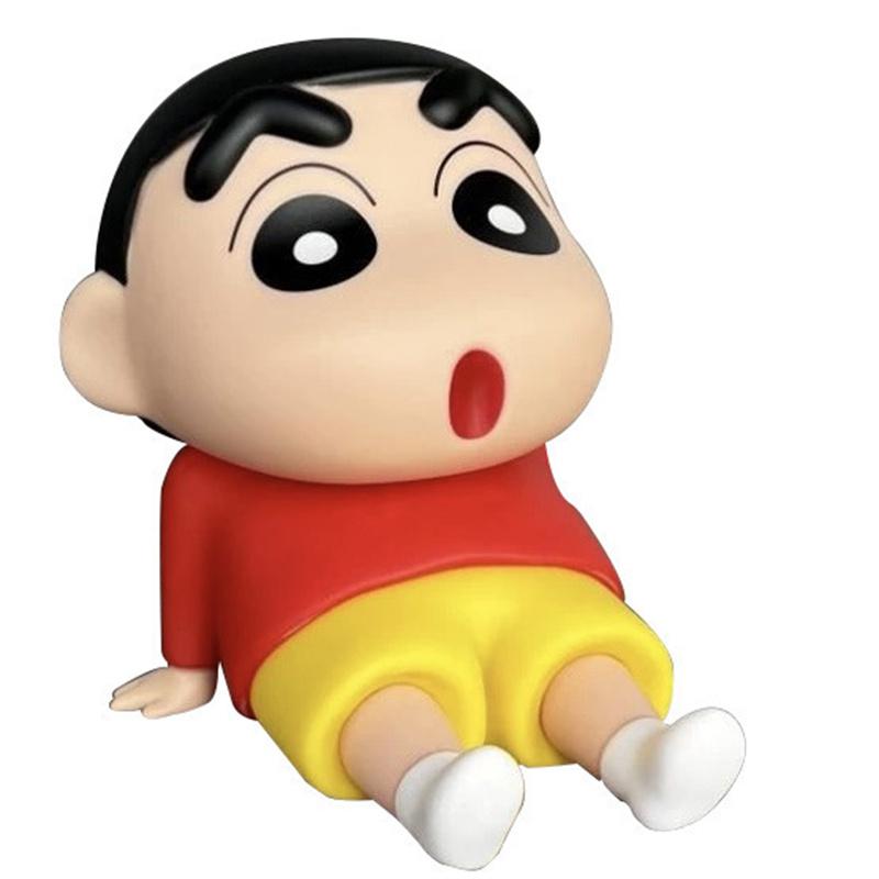 Crayon Shin-Chan Mobile Phone Kawaii Anime Desktop Ornaments Cartoon Watching Tv Phone Support Cute Doll Decorations Toy Gifts