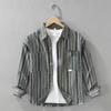 Polar Hemp японский стиль ретро смешанных цветов полосатая рубашка с длинным рукавом хлопок лен мужская повседневная дышащая свободная льняная рубашка больших размеров