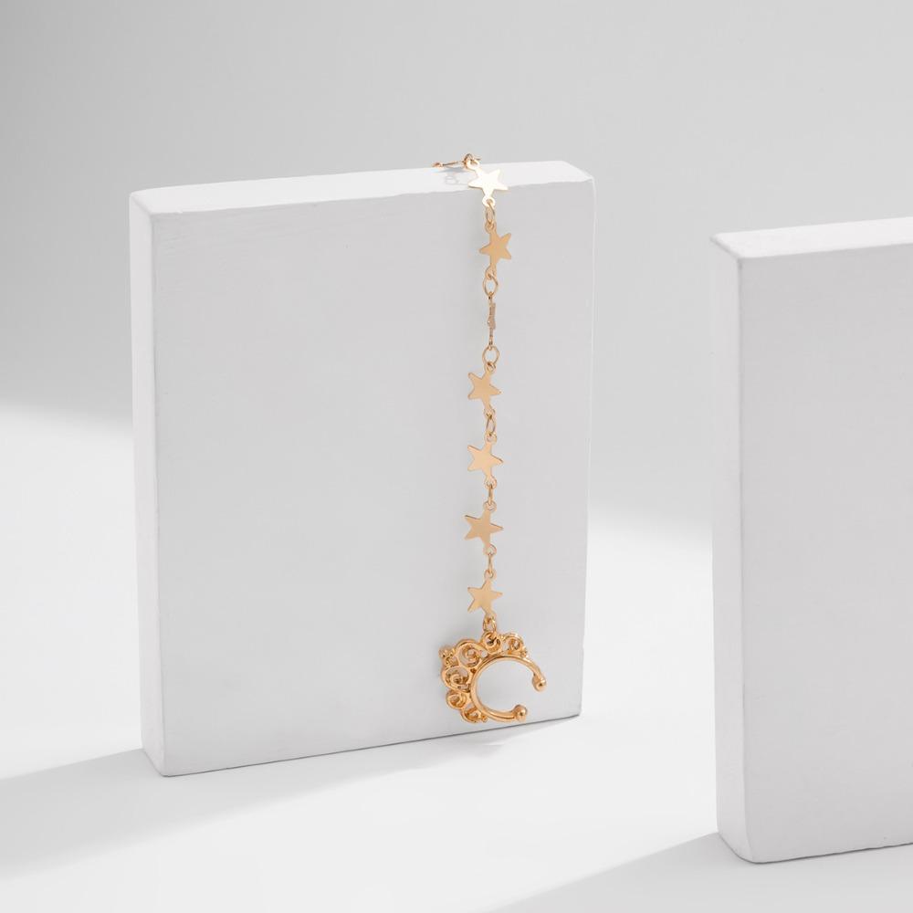 Women Imitation Pearl Butterfly Tassel Chain Temperament Earrings New Nose Clip