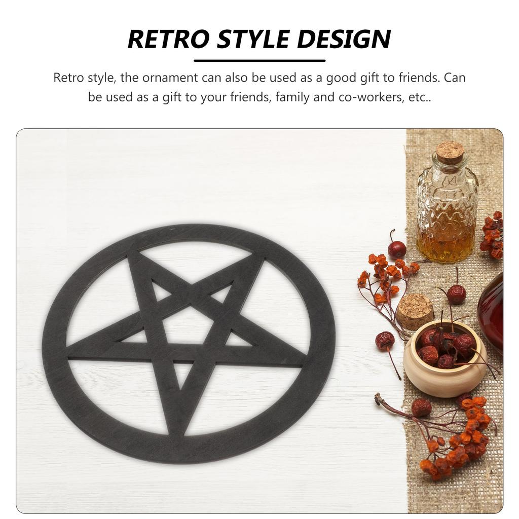 Пентаграмма Украшение Дерево Орнамент Посох Винтаж Ритуальные Знаки Плитка Алтарь Украшения Мода
