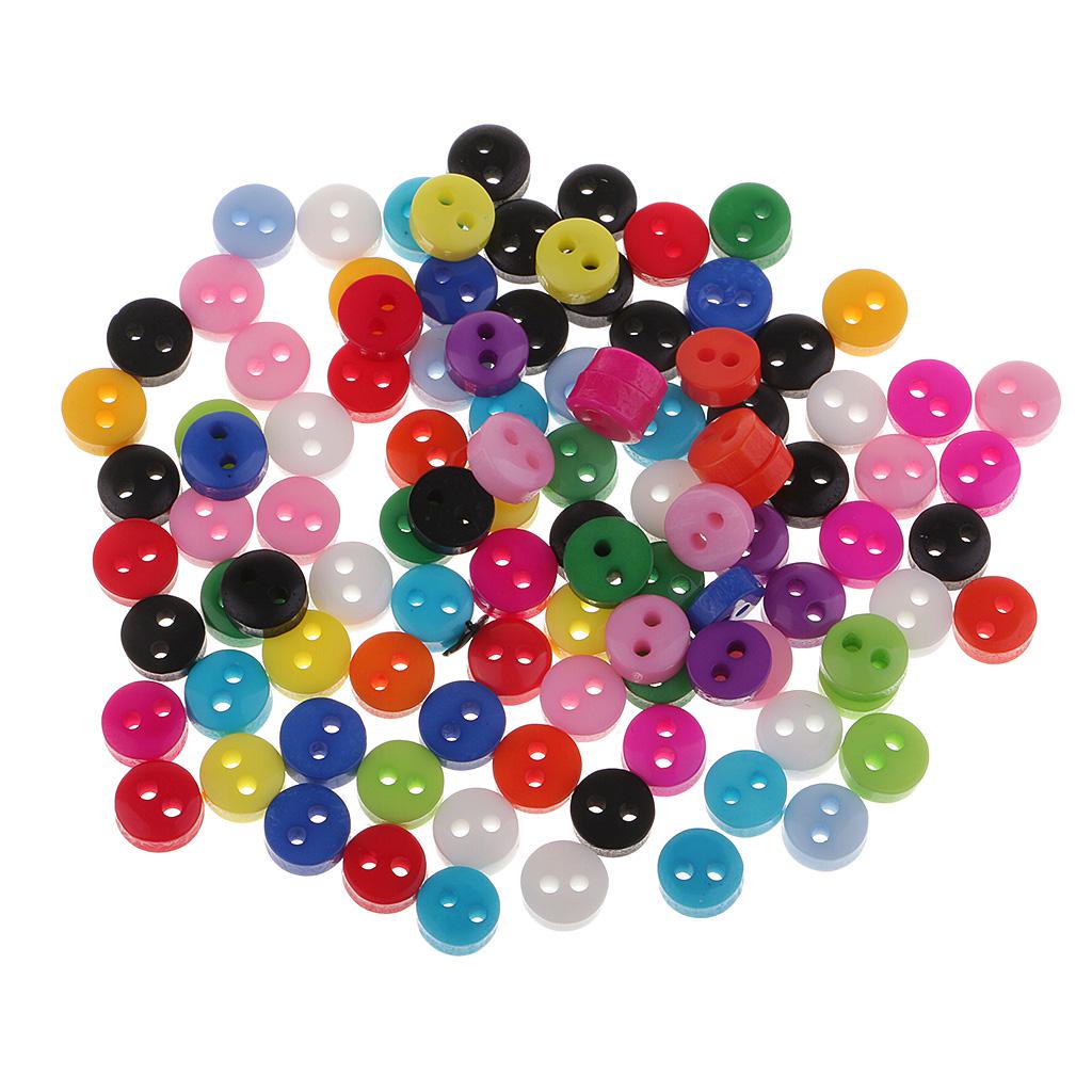 100 шт., круглая смоляная пуговица ярких цветов с 2 отверстиями для шитья, альбом для рукоделия, 6 мм